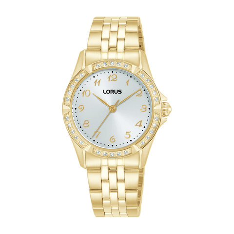 Lorus Ladies Crystal Set Dress Watch With Full Figure Dial