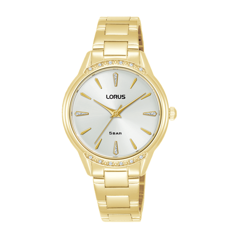 Lorus Ladies Gold-Plated Crystal Set Dress Watch