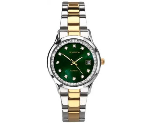 Sekonda Catherine 2 Tone Green Dial Ladies Watch