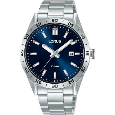 Lorus Mens Blue Dial Watch With Stainless Steel Bracelet