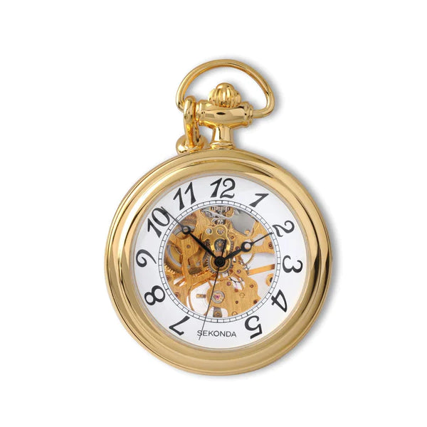 Gold Plated Pocketwatch With Gold Plated Chain 47mm