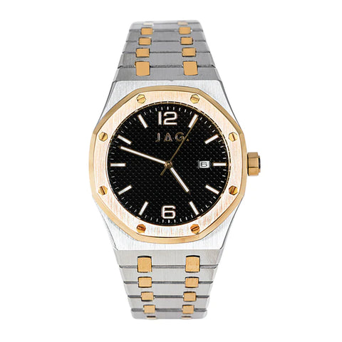 Mens "Brighton" JAG Watch Black Dial With Two-Tone Bracelet