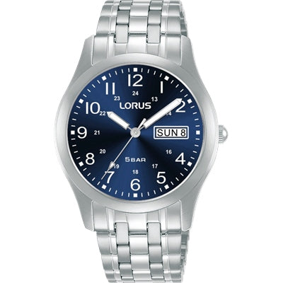 Lorus Mens Blue Dial Stainless Steel Watch