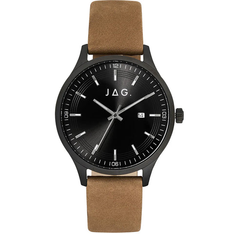 Jag Fitzroy Black Mens Watch With Suede Strap