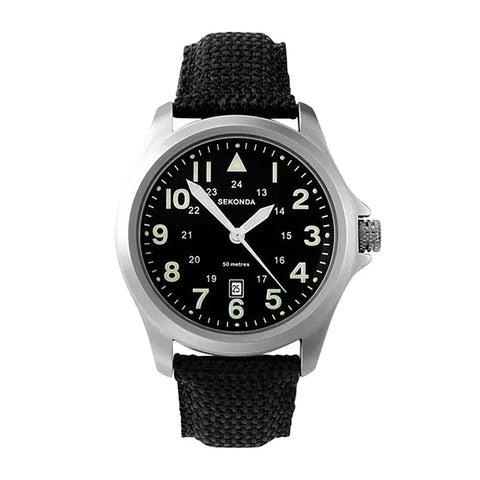 Sekonda Mens Black Dial "Wingman" Watch