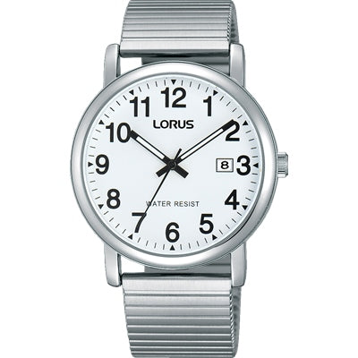 Lorus Mens Stainless Steel Watch With Stretch Band