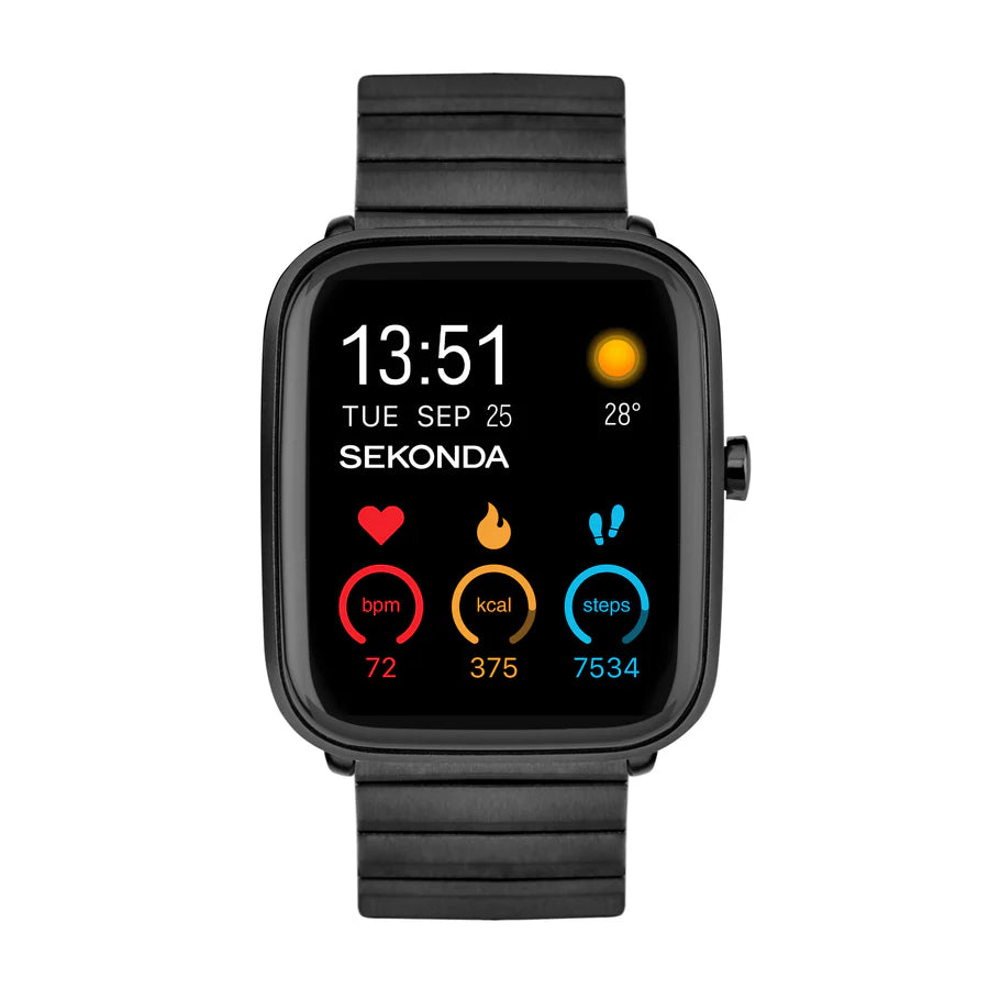 Mens Sekonda Smart Watch With Black Stainless Steel Band