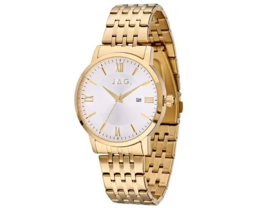 Mens Jag "Banks" Watch Silver Dial With Gold Plated Bracelet