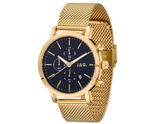 Mens Jag "Cabarita" Watch Gunmetal Dial With Gold Plated Bracelet