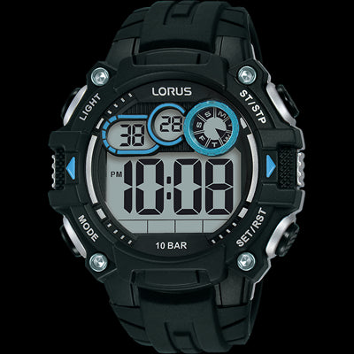 Lorus Mens Digital Black Sports Watch Brereton Showcase Jewellers