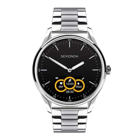 Sekonda Mens Hybrid Smart Watch With Black Dial And Stainless Steel Case