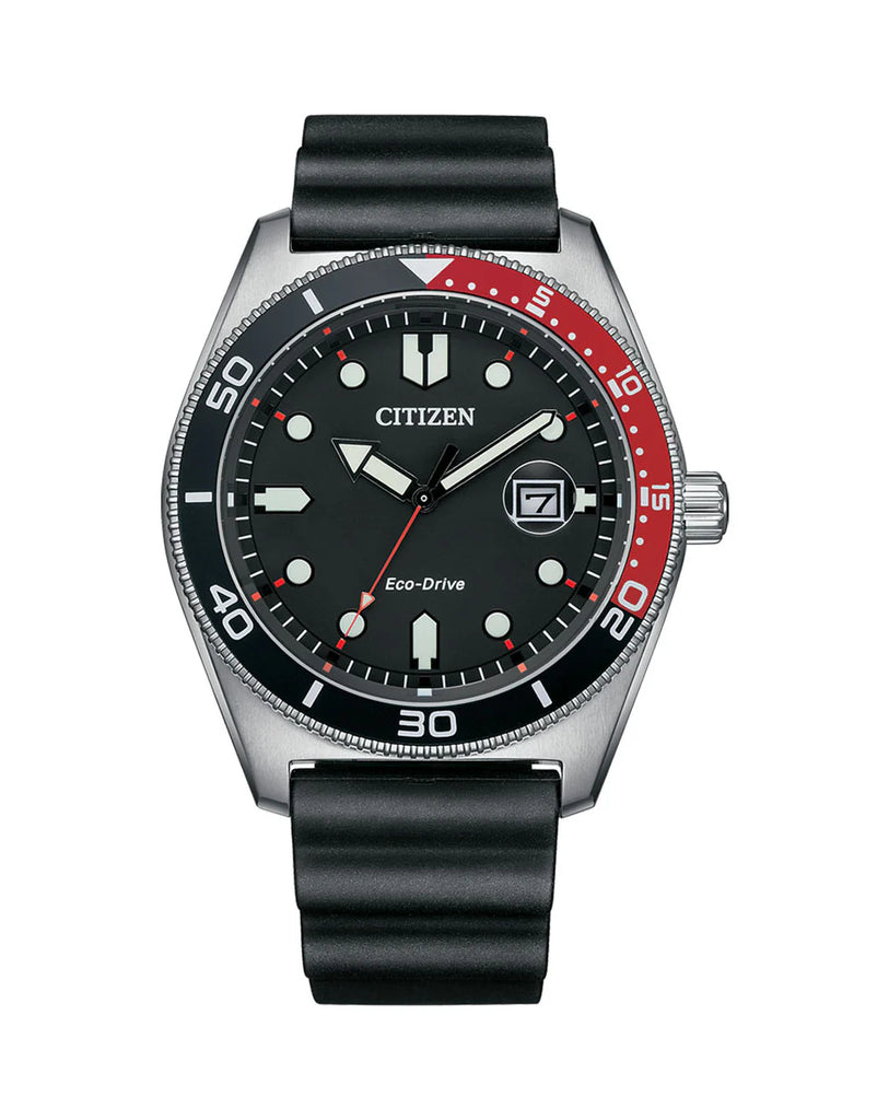 Citizen Gents Sports Stainless Steel Watch With Rubber Band