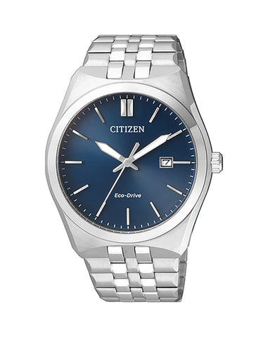 Citizen Gents Stainless Steel Eco-Drive Watch With Blue Dial
