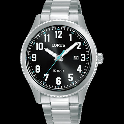 Lorus Mens Sports Black Dial Bracelet Watch