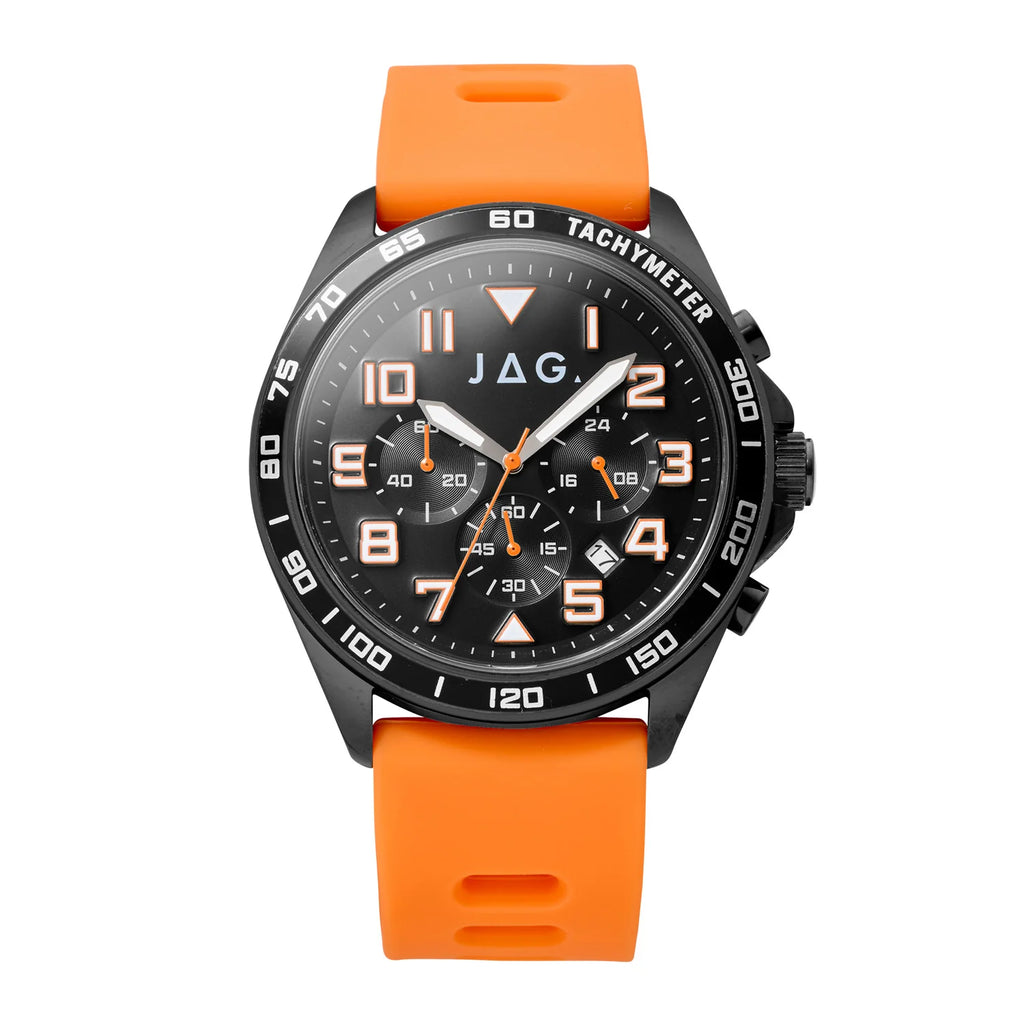 Jag Mens Beachport Chronograph Watch With Orange Rubber Strap