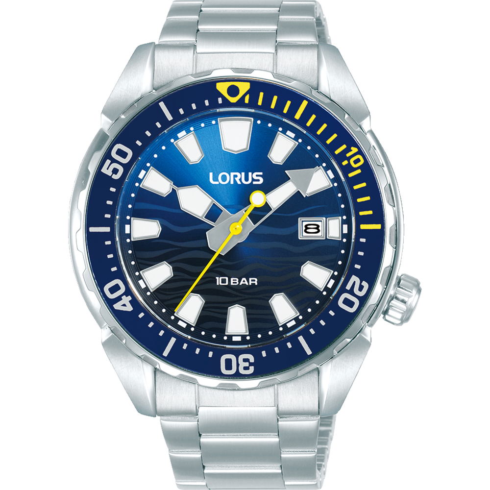 Lorus Mens Sports Watch With Blue Dial And Bezel