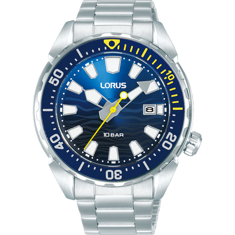 Lorus Mens Sports Watch With Blue Dial And Bezel