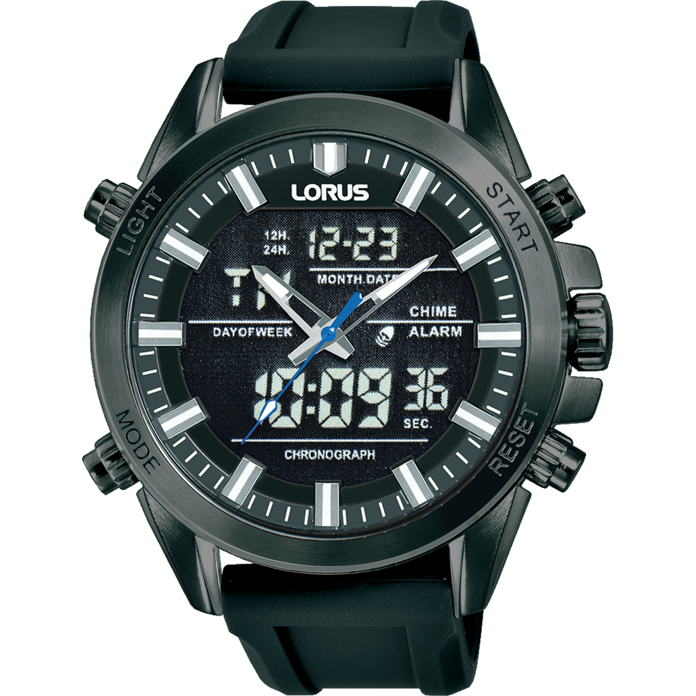 Lorus Mens Black Sports Duo Watch