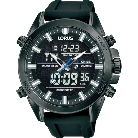 Lorus Mens Black Sports Duo Watch