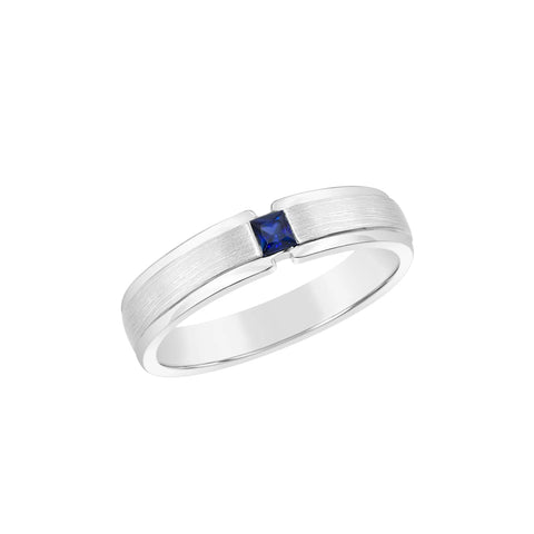 Sterling Silver Gents Natural Blue Sapphire Ring
