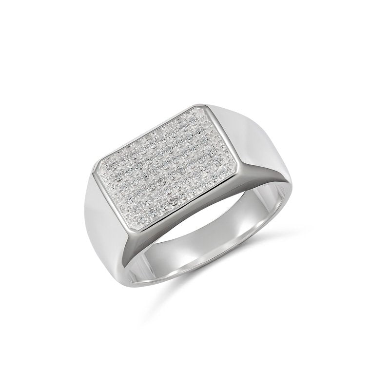 Sterling Silver "Dax" Cubic Zirconia Set Gents Ring