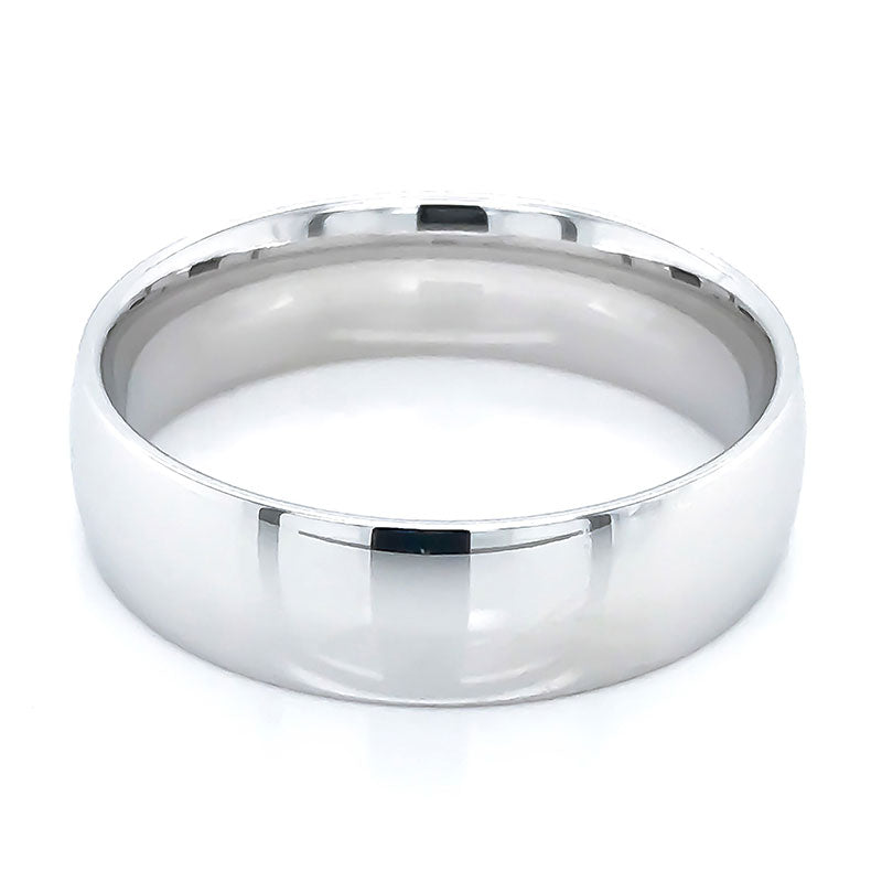 Sterling Silver Rhodium Plated Mens Wedding Ring