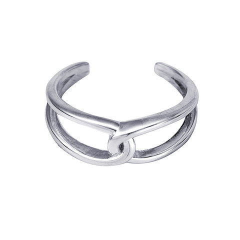 Sterling Silver Plain Interlocking Toe Ring