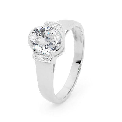 Sterling Silver Ring With Oval Cubic Zirconia