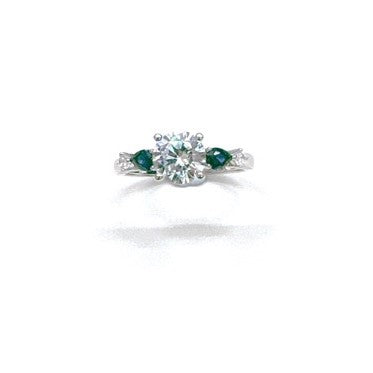 Sterling Silver Created Sapphire And Cubic Zirconia Ring