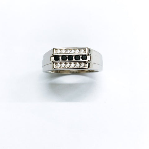 Sterling Silver Clear And Black Cubic Zirconia Ring