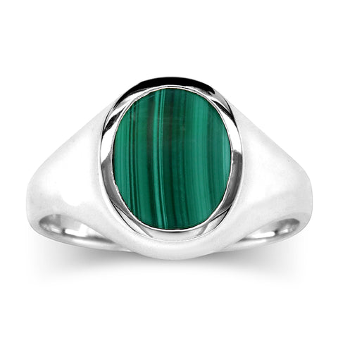 Sterling Silver Malachite Signet Ring