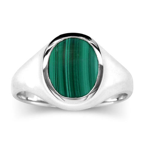 Sterling Silver Malachite Signet Ring