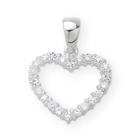 Sterling Silver Cubic Zirconia Heart Pendant