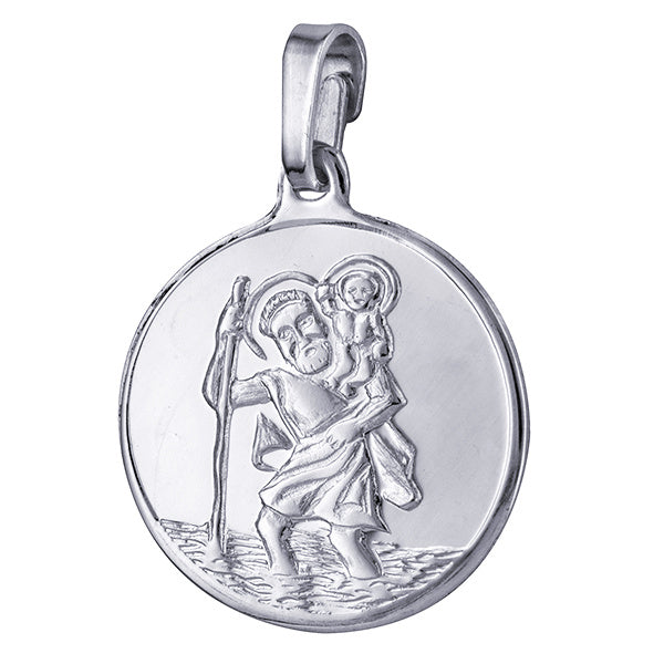 Sterling Silver Round St Christopher Pendant