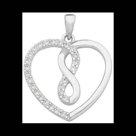 Sterling Silver Cubic Zirconia Infinity Heart Pendant