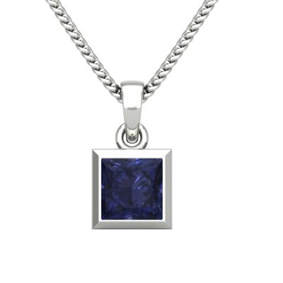 Sterling Silver Synthetic Blue Sapphire Pendant