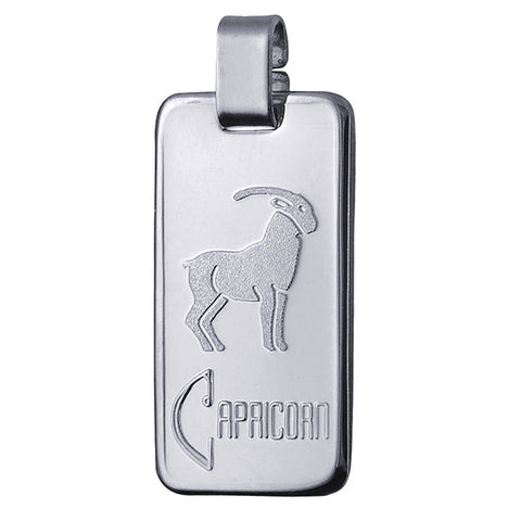 Sterling Silver Rectangle Zodiac - Capricorn