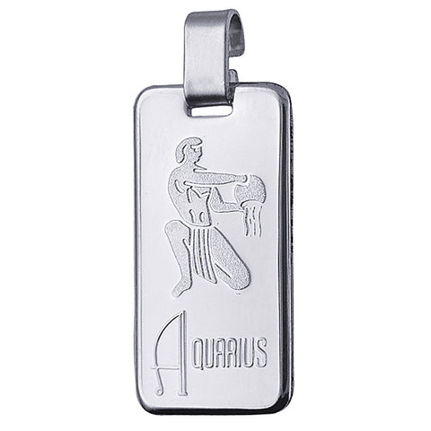 Sterling Silver Rectangle Zodiac - Aquarius