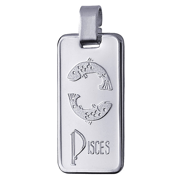 Sterling Silver Rectangle Zodiac - Pisces