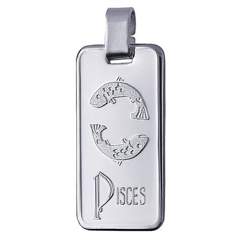 Sterling Silver Rectangle Zodiac - Pisces