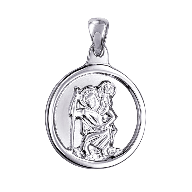 Sterling Silver Round St Christopher Pendant