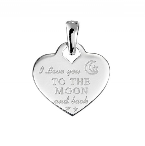 Sterling Silver I Love You To The Moon and Back Heart Pendant