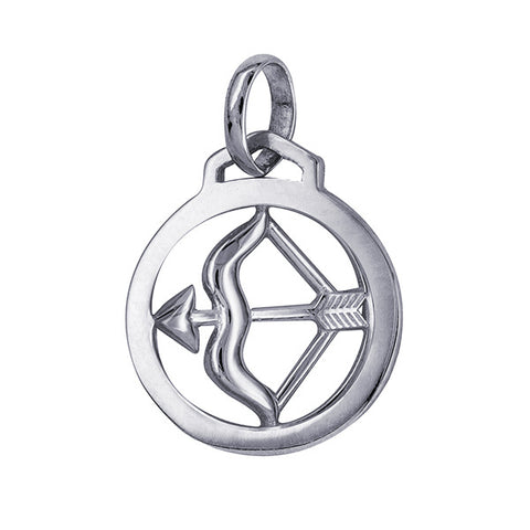 Sterling Silver Round Zodiac Pendant - Sagittarius