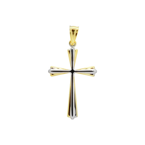 9ct Gold 2 Tone Silver Filled Cross Pendant With Rhodium Plating