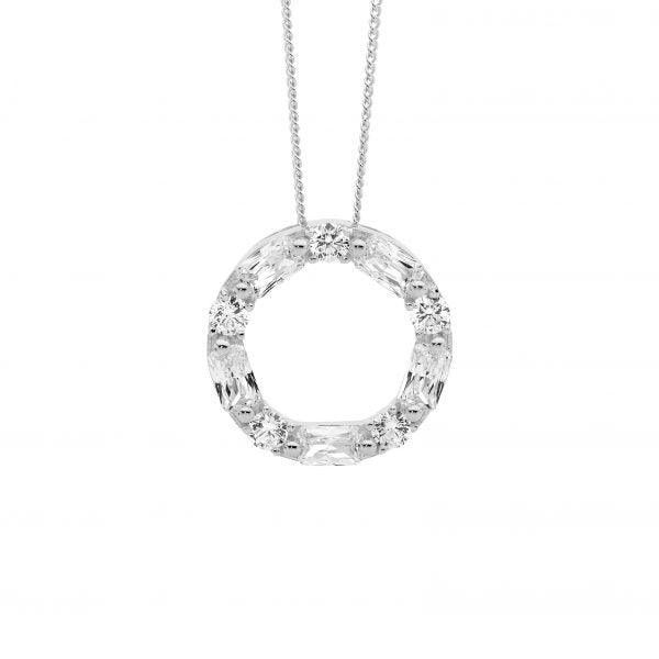Sterling silver cubic 18mm circle pendant
