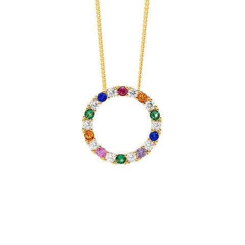 Sterling Silver Gold Plated Multi Colour Pendant