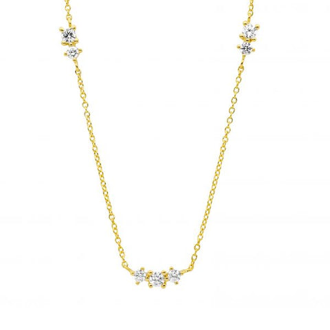 Sterling Silver Gold Plated Grouped Cubic Zirconias Chain