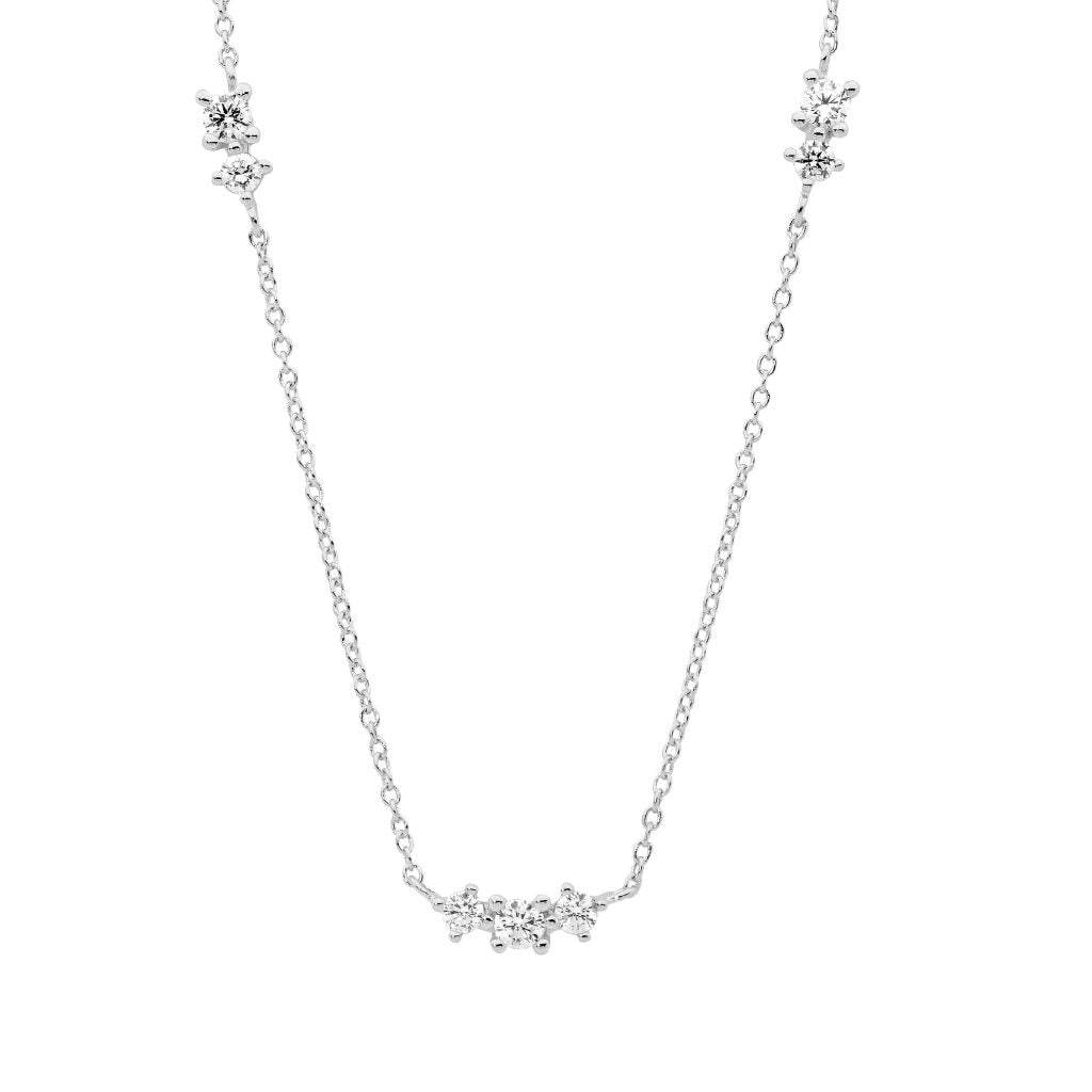 Sterling Silver Gold Plated Grouped Cubic Zirconias Chain