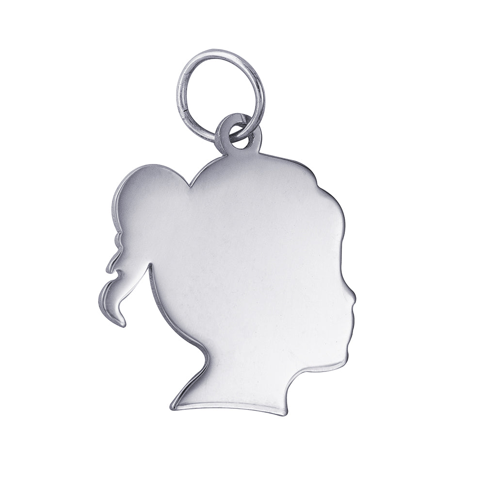 Sterling Silver Girl Silhouette Pendant On Plated Chain