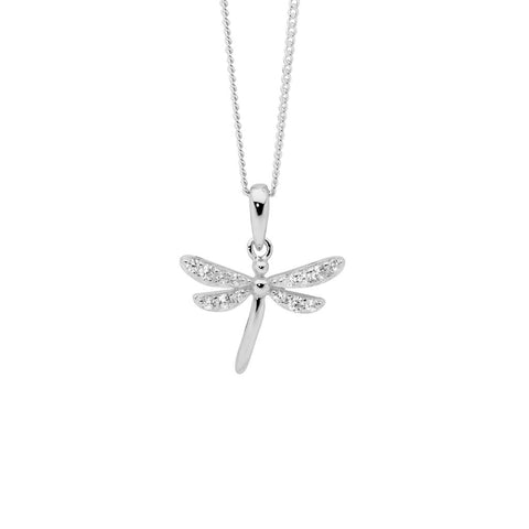 Sterling Silver Dragonfly Pendant With Cubic Zirconias